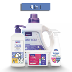 4 in 1 Dishwashing Liquid 1L, Liquid Detergent 3L, Kitchen Cleaner 600ML and Detergent Pods 15s